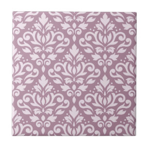 Scroll Damask Groot Patroon Roze op Mauve Tegeltje