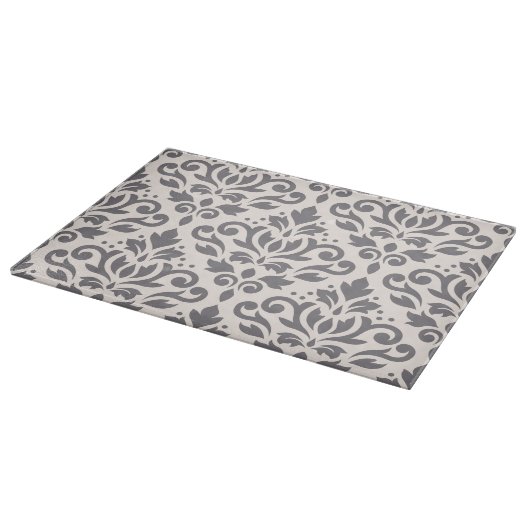 Scroll Damask Large Pattern Grey op Cream Snijplank (Hoek)