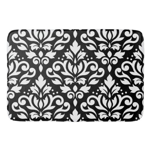 Scroll Damask Large Pattern White op Black Badmat (Voorkant)