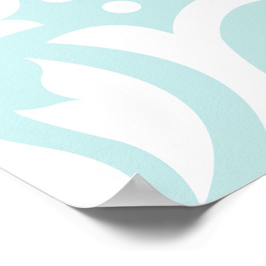 Scroll Damask Lg Design White op Duck Egg Blue Poster (Hoek)