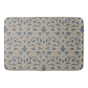 Scroll Damask LG Pattern Cream Line Blauw Zand Badmat