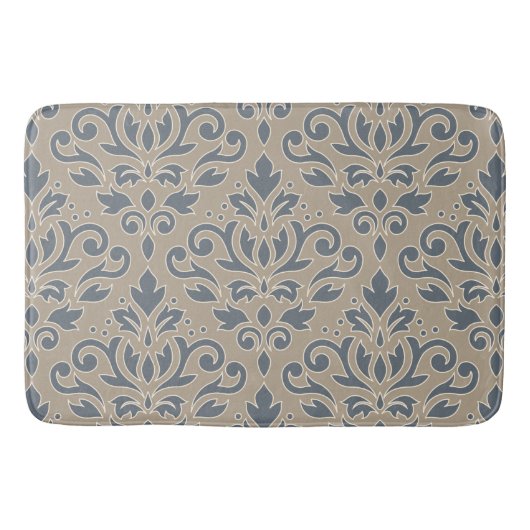 Scroll Damask LG Pattern Cream Line Blauw Zand Badmat (Voorkant)