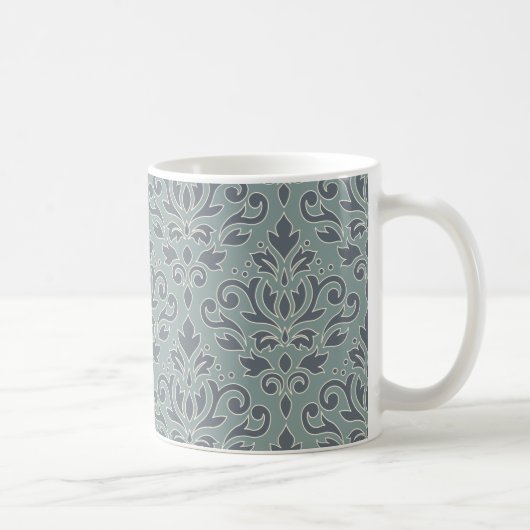 Scroll Damask LG Pattern (outline) Cream Blue Blau Koffiemok (Rechts)