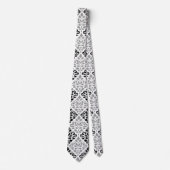 Scroll Damask LG Pattern Zwart Grijs Wit Stropdas (Voorkant)