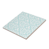 Scroll Damask Lg Ptn White op Duck Egg Blue Tegeltje (Zijkant)