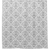 Scroll Damask Line Pattern Zwart op Wit Douchegordijn (Voorkant)