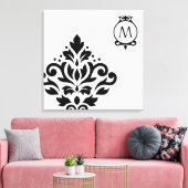 Scroll Damask Off-set I (Initiaal ) BW Canvas Afdruk (Insitu (Woonkamer))