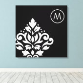 Scroll Damask Off-set I (Initiaal) WB Canvas Afdruk (Insitu (Houten vloer))