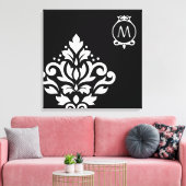 Scroll Damask Off-set I (Initiaal ) WB Canvas Afdruk (Insitu (Woonkamer))