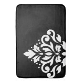 Scroll Damask Off-set I Wit op Zwart Badmat (Voorkant Verticaal)