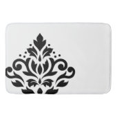 Scroll Damask Off-set I Zwart op Wit Badmat (Voorkant)