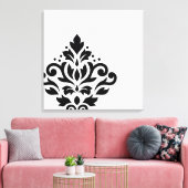 Scroll Damask Off-set I Zwart op Wit Canvas Afdruk (Insitu (Woonkamer))