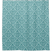Scroll Damask Pattern DK op LT Blauwgroen Douchegordijn (Voorkant)