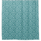 Scroll Damask Pattern LT op DK Blauwgroen Douchegordijn (Voorkant)