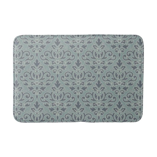 Scroll Damask Pattern (overzicht) Cream Blues Blau Badmat (Voorkant)