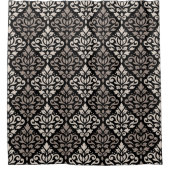 Scroll Damask Pattern Taupe Cream Black Douchegordijn (Voorkant)