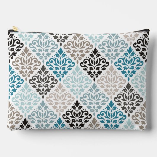 Scroll Damask Pattern Teals Bruins Wit Etui (Voorkant)