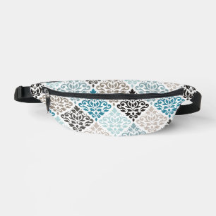 Scroll Damask Pattern Teals Bruins Wit Heuptasje