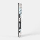 Scroll Damask Pattern Teals Bruins Wit iPhone Hoesje (Rechterkant)