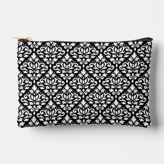 Scroll Damask Pattern Wit op Zwart Etui (Voorkant)