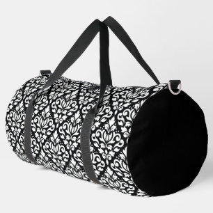 Scroll Damask Pattern Wit op Zwart Plunjezak
