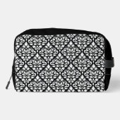 Scroll Damask Pattern Wit op Zwart Toilettasje (Achterkant)
