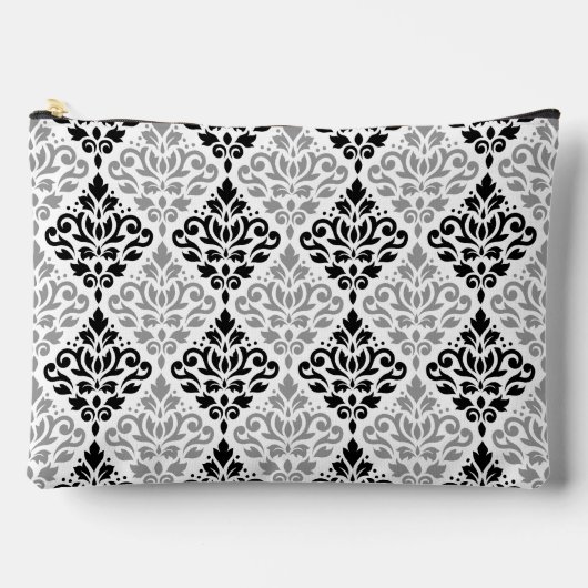 Scroll Damask Pattern Zwart Grijs Wit Etui (Voorkant)