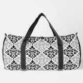 Scroll Damask Pattern Zwart Grijs Wit Plunjezak (Achterkant)
