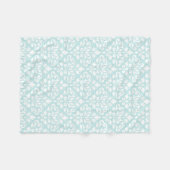 Scroll Damask Ptn White op Duck Egg Blue Fleece Deken (Voorkant (Horizontaal))
