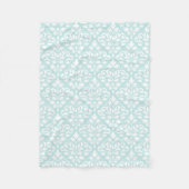 Scroll Damask Ptn White op Duck Egg Blue Fleece Deken (Voorkant)