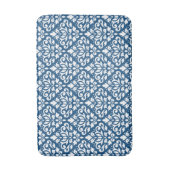 Scroll Damask PTN Wit op DK Blauw Badmat (Voorkant Verticaal)
