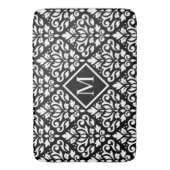 Scroll Damask Ptn Wit op Zwart (gepersonaliseerd) Badmat (Voorkant Verticaal)