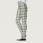 Scroll Damask RPT Patroon Groen Wit Lt Groen Leggings (Links)
