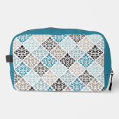 Scroll Damask RPT Patroon Teals Browns White Toilettasje (Voorkant)