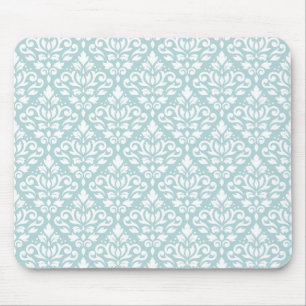Scroll Damask Rpt Pton White op Eend Ei Blauw (B) Muismat