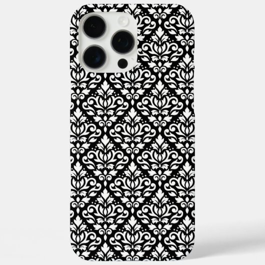 Scroll Damask White op Black Pattern Case-Mate iPhone Case (Achterkant)