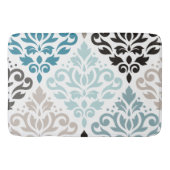 Scroll Damask XLg Pattern Art Teals Browns Wit Badmat (Voorkant)