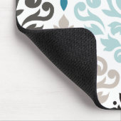 Scroll Damask XLg Pattern Art Teals Browns Wit Muismat (Hoek)