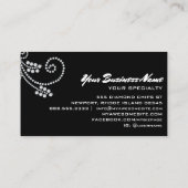 *~* Scroll Diamonds Black Glitter Luxe Glam Bling  Visitekaartje (Achterkant)