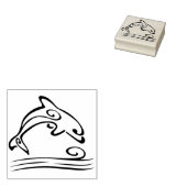 scroll dolphin art stamp 	rubberstempel (Gestempeld)