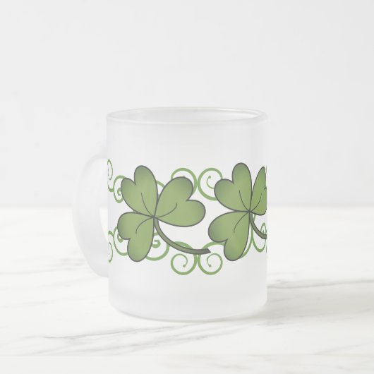 Scroll en Shamrock Matglas Koffiemok (Voorkant links)