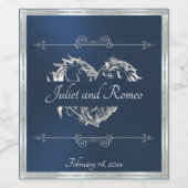 Scroll Hart Monogram - Blauw Wijn Etiket (Enkel label)