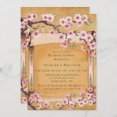 Scroll Japanse Kersenbloesem Trouwdouche Kaart (Voorkant / Achterkant)