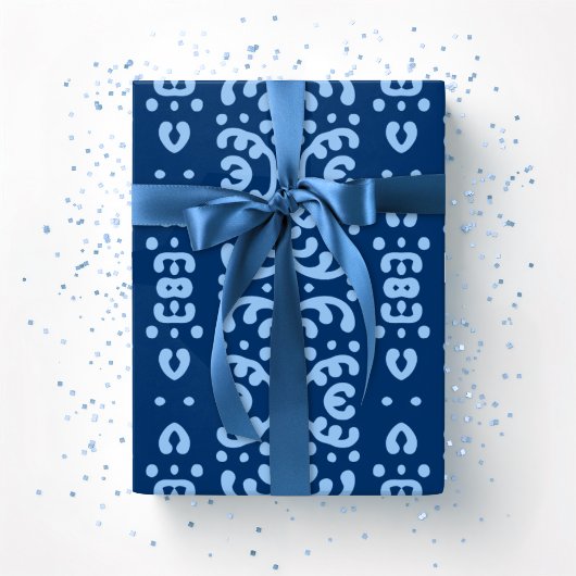 Scroll Lace in Blue Indigo Cadeaupapier