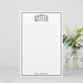 Scroll-Lijst monogram Briefpapier (Staand voorkant)