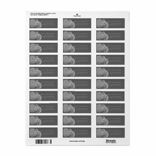  scroll ontwerp herrun adres label-white etiket (Full Sheet)