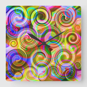 Scroll Pastel geometrisch abstract Vierkante Klok