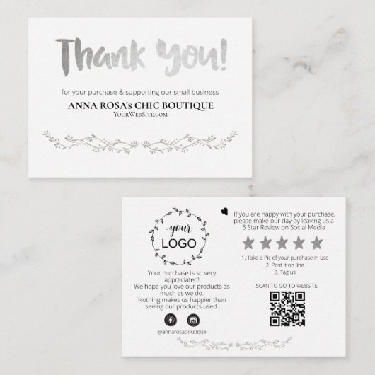 *~* Scroll QR DANK U LOGO Review AP8 Informatiekaartje (Voorkant / Achterkant)