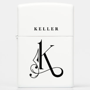 Scroll Typography Monogram Initiaal K Black