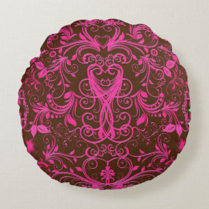 Scroll Work, Hot-Pink-Round Sierkussen Rond Kussen